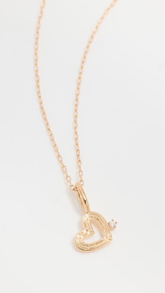 Adina Reyter 14k Groovy Diamond Heart Mini Bead Charm Necklace