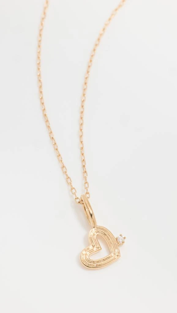 Adina Reyter 14k Groovy Diamond Heart Mini Bead Charm Necklace 1