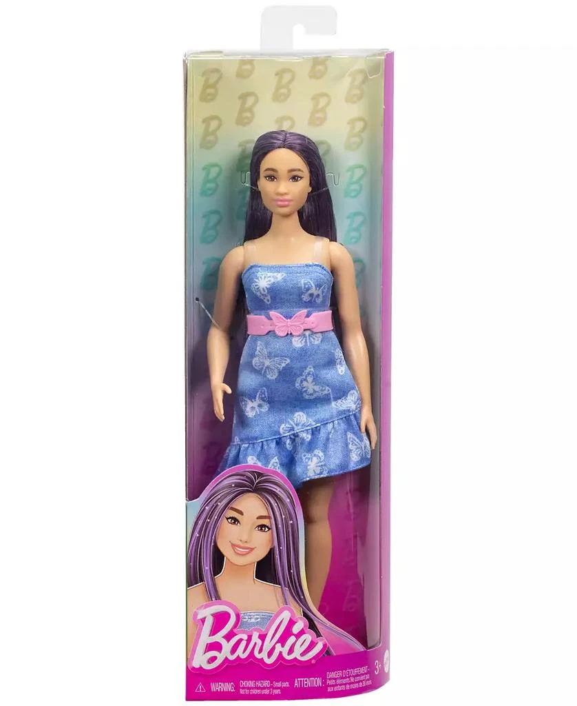 Barbie Fashionistas Doll 231 in Denim Butterfly Dress with Pink Belt, Purple Hair 6