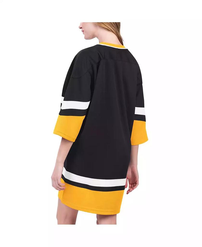 Starter Women's Boston Bruins Hurry-Up Offense Boxy V-Neck Half-Sleeve Sneaker Dress
