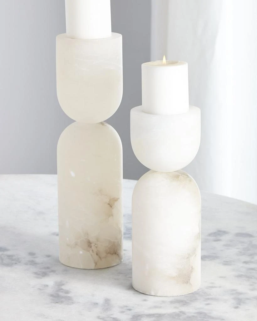 John Richard Alabaster Candle Holders, Set of 2