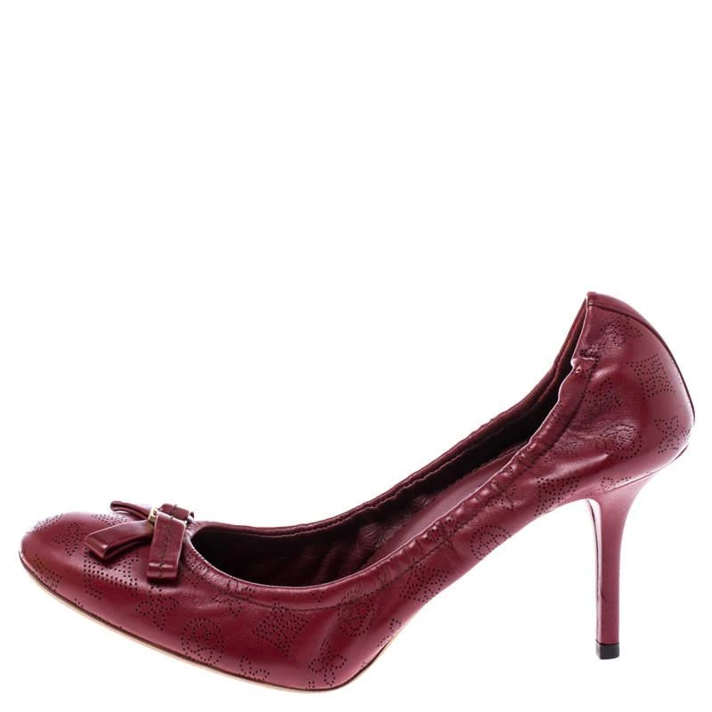 Louis Vuitton Louis Vuitton Red Monogram Perforated Leather Elba Pumps Size 38.5 2