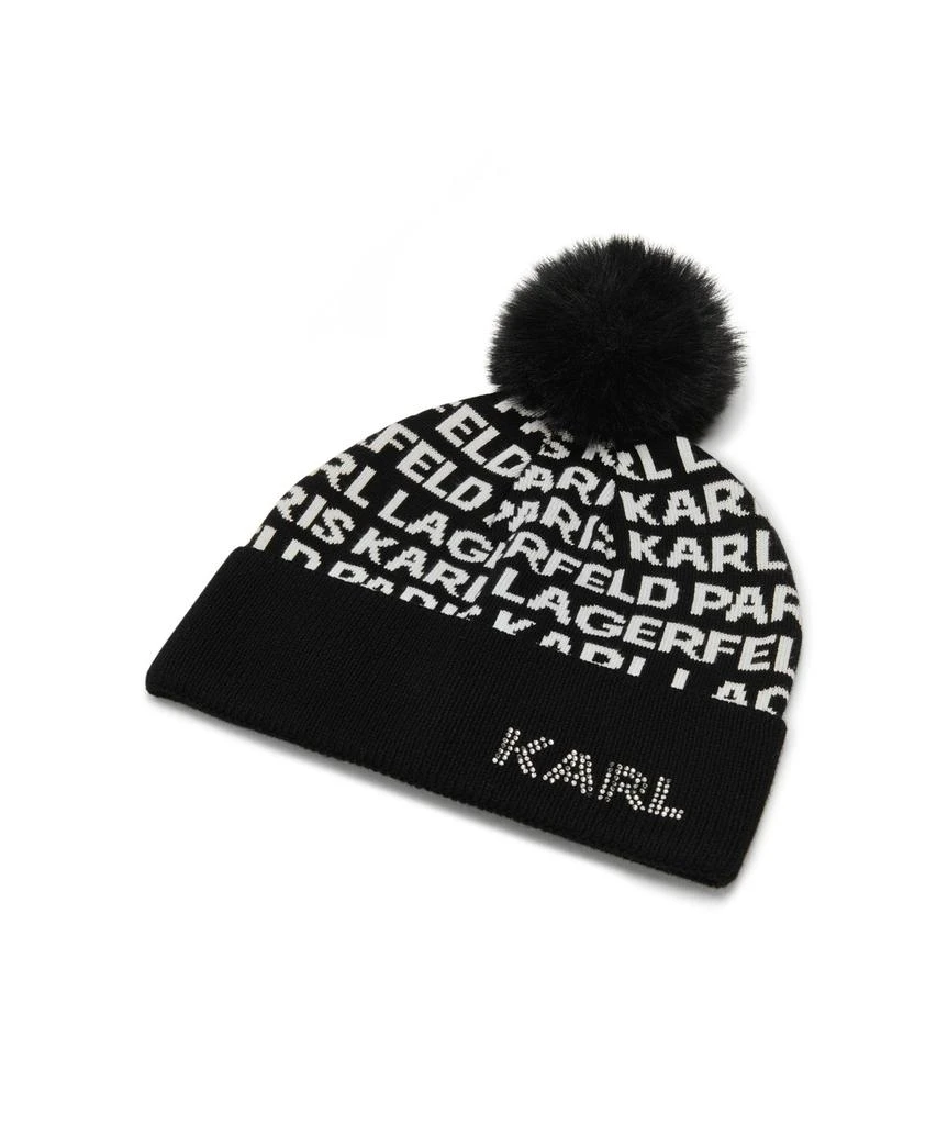 Karl Lagerfeld Paris INTARSIA STUDDED POM HAT 3