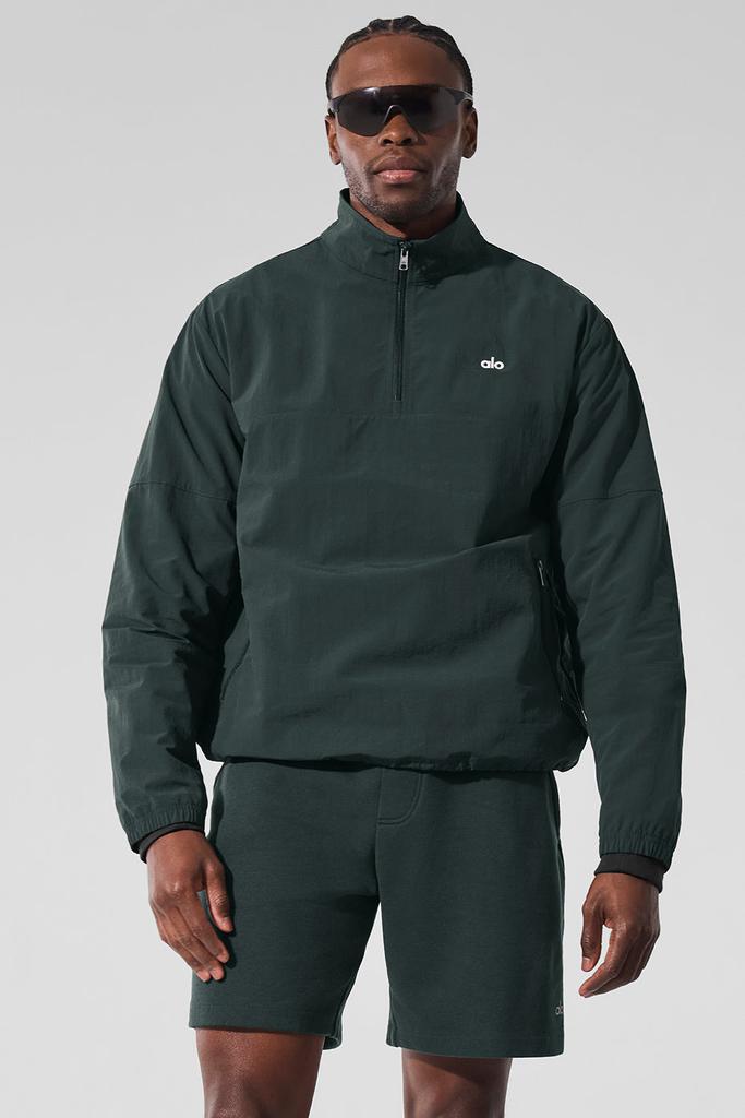 Alo Light Weight Takeaway Track Pullover - Charcoal Green