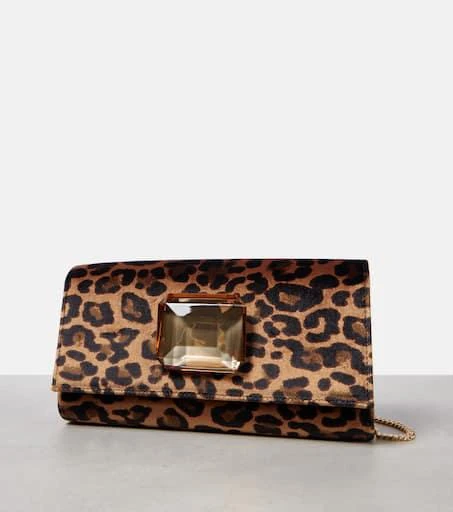 Gianvito Rossi Jaipur Mini leopard-print velvet clutch 6
