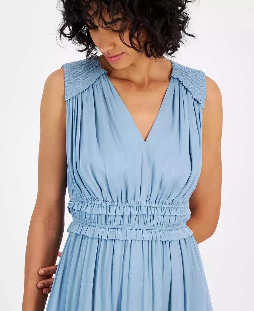Tahari Women's Smocked Sleeveless Tiered Midi Dress 4