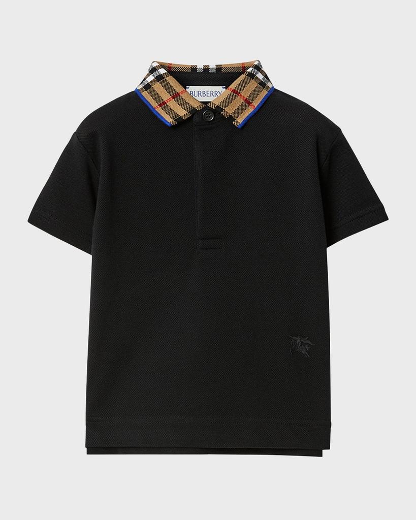 Burberry Boy's Johane Check Collar EKD Polo Shirt, Size 6M-2