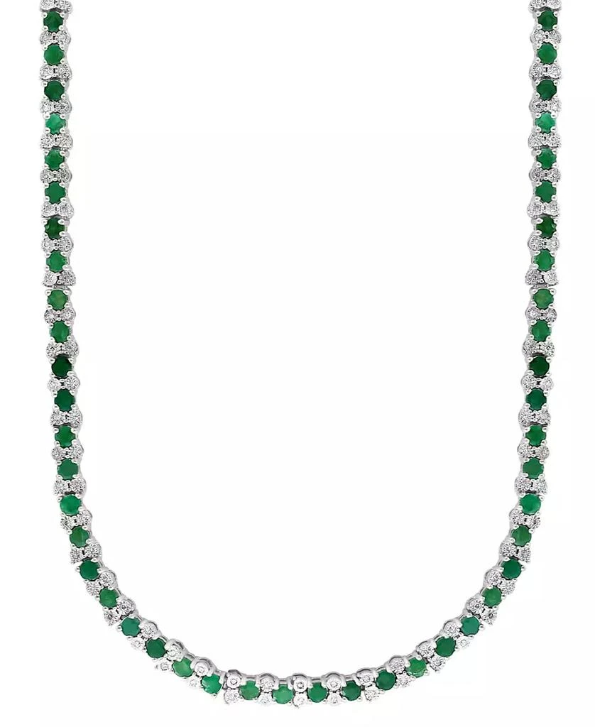 Effy EFFY® Emerald (7-5/8 ct. t.w.) & Diamond (7/8 ct. t.w.) 18" Collar Necklace in Sterling Silver 1