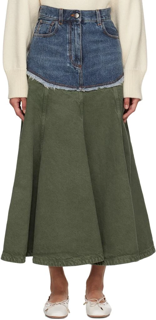 Chloé Blue & Green Flared Maxi Skirt 1