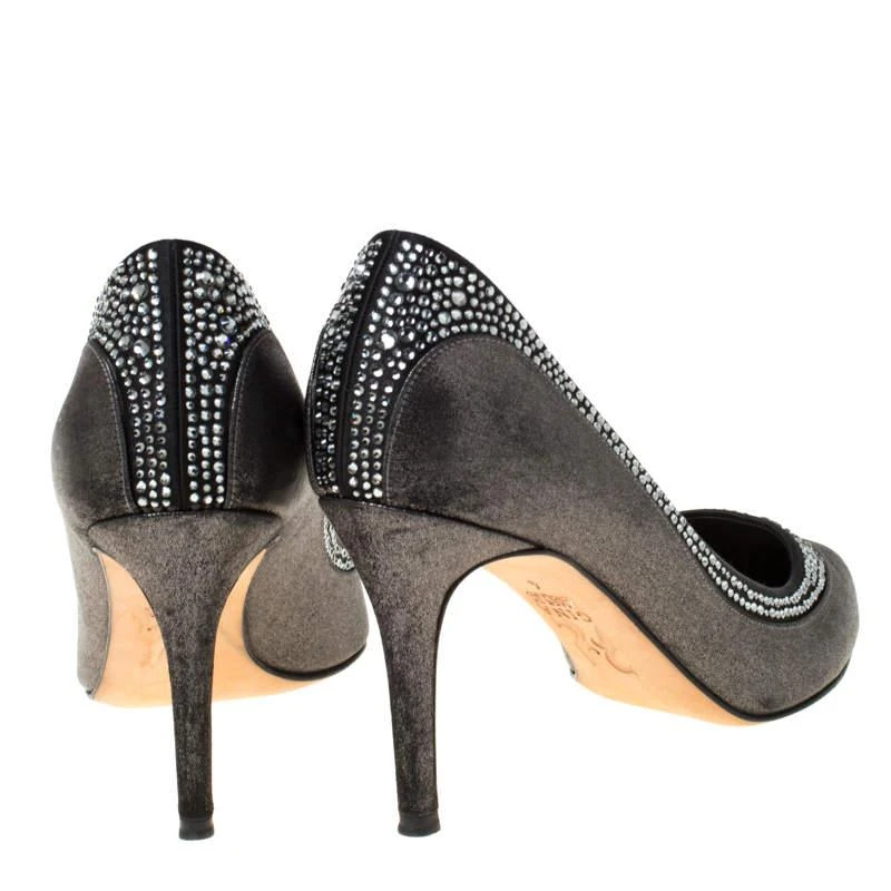 Gina Gina Crystal Embellished Textured Fabric Pointed Toe Pumps Size 37 5