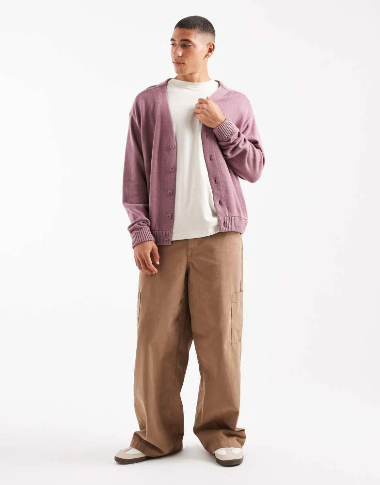 HOLLISTER Hollister boxy fit long sleeve cardigan in pink 2