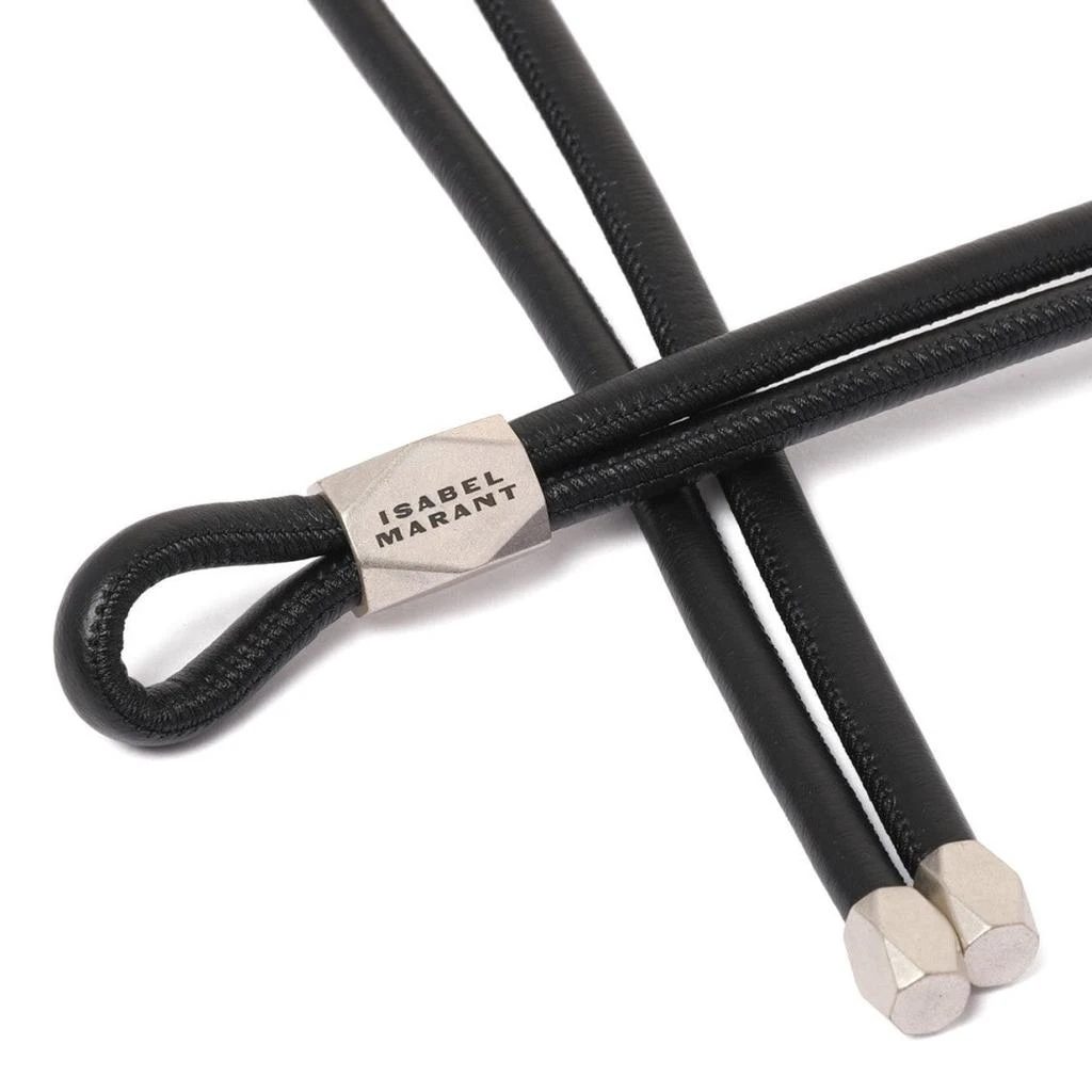 Isabel Marant Minimalist Double-Strap Black Lambskin Belt 2
