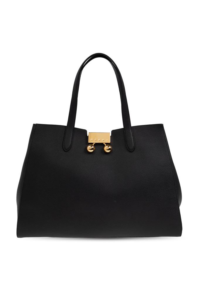 【MARNI】Basket Shopping Tote Bag - Black Shopping tote in black raffia-effect fabric | Marni