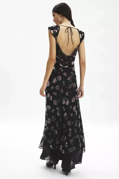 For Love & Lemons For Love & Lemons Aigrette Floral Velvet Burnout Maxi Dress 4