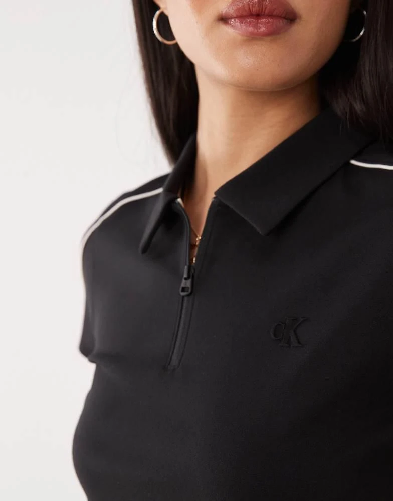 Calvin Klein Calvin Klein Jeans slim fit zip through polo top in black 3