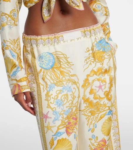 Versace Underwater Barocco silk palazzo pants 4