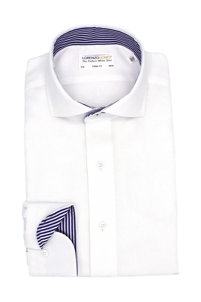Lorenzo Uomo Textured Solid Non-Iron Trim Fit Dress Shirt 1