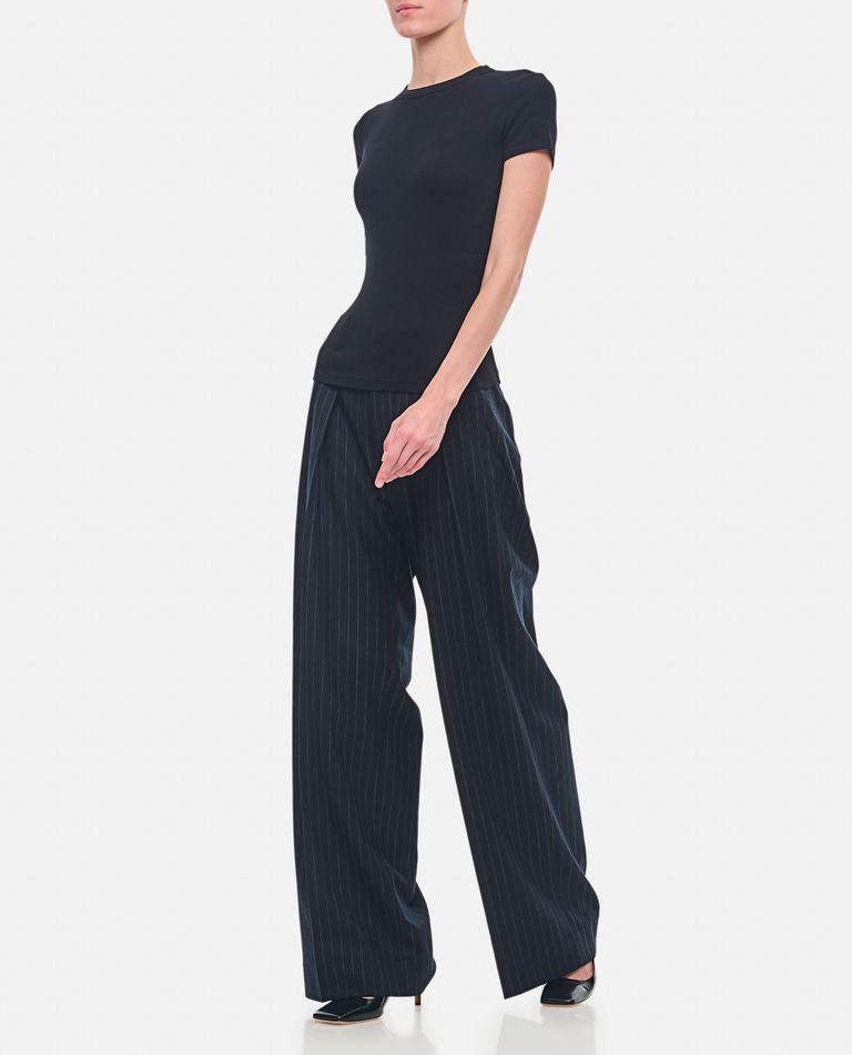Plan C Wide Leg Pinstripe Pants