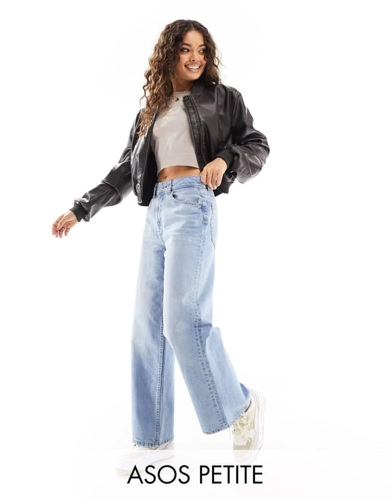 ASOS ASOS DESIGN Petite wide leg dad jeans in blue wash 1