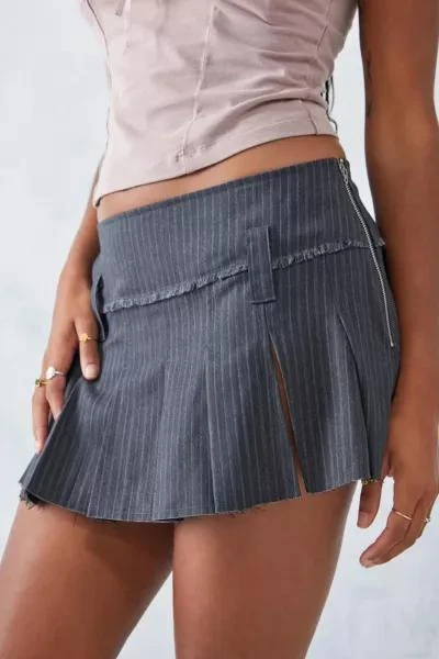 Urban Outfitters UO Grey Pinstripe Pleated Mini Skirt 2