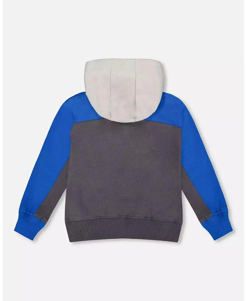 Deux par Deux Baby Boy Color Blocked Zip Front Fleece Hoodie Dark Gray - Baby 3