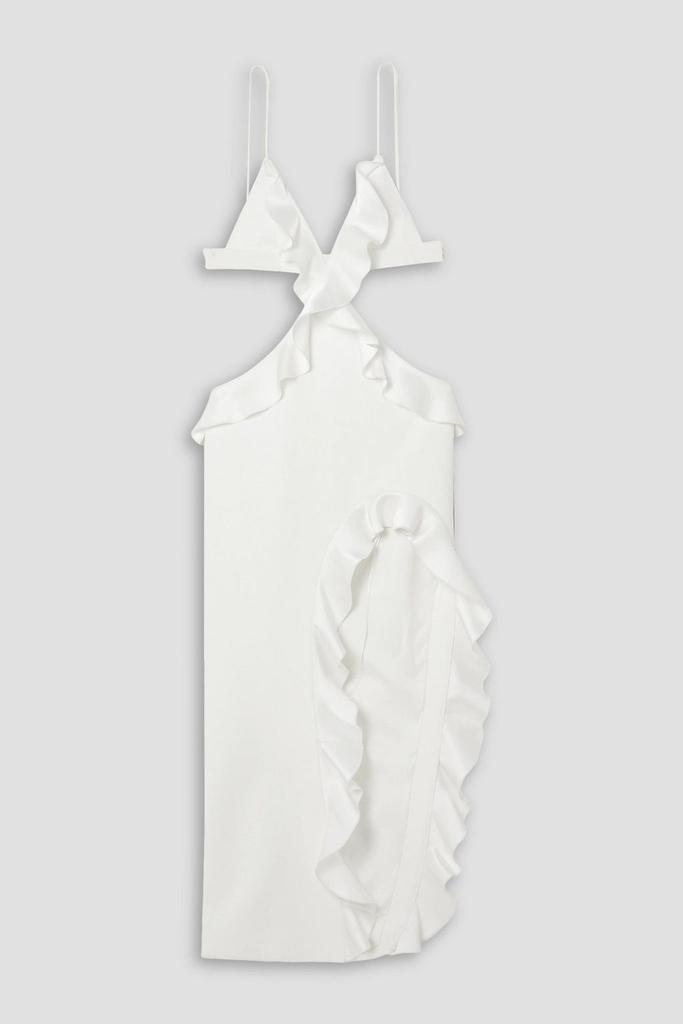 David Koma Cutout ruffled satin-trimmed crepe midi dress