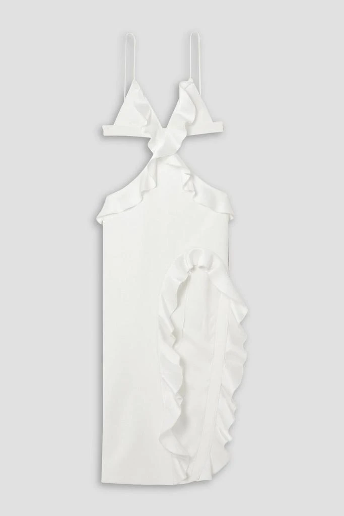 David Koma Cutout ruffled satin-trimmed crepe midi dress 1