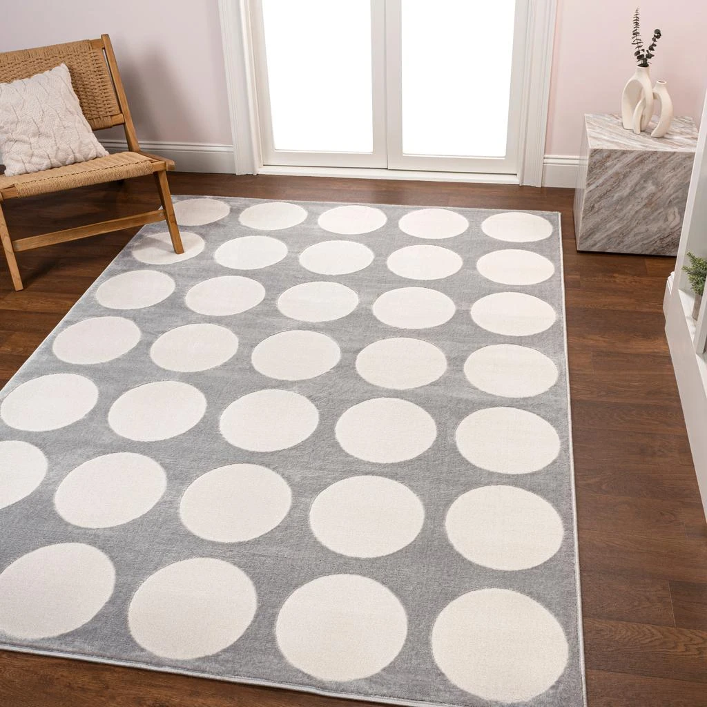 JONATHAN Y Adrian Modern Geometric Circle Dot High-Low White/Cream 3 ft. x 5 ft. Area Rug 8