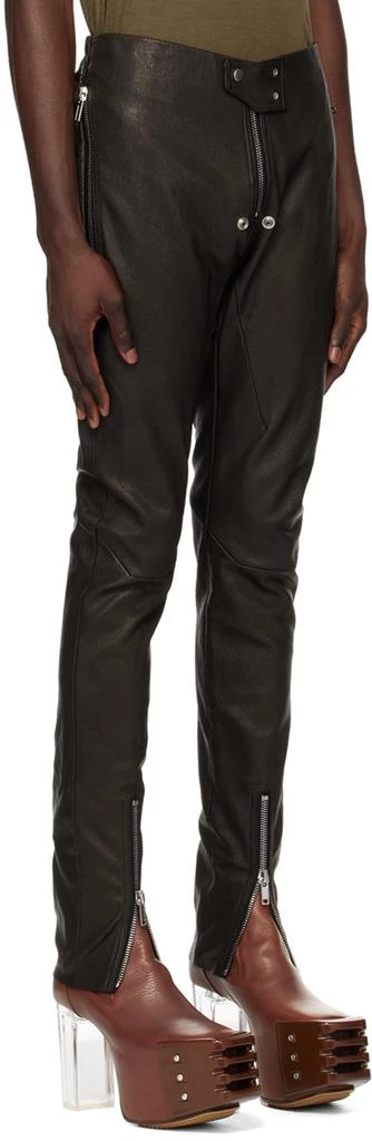Rick Owens Black Porterville Tight Gary Leather Trousers 2