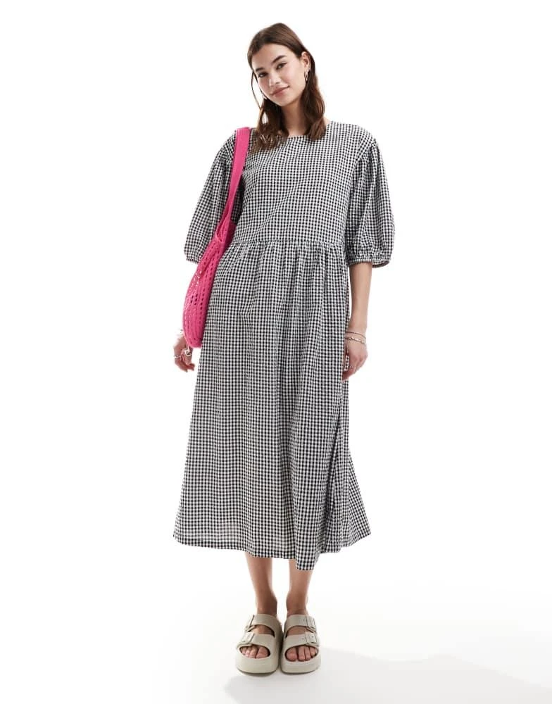 knee length dresses for ladies Hudson Plaid Caitlyn Smock Sleeve Midi Dress – Sugarlips main image 1
