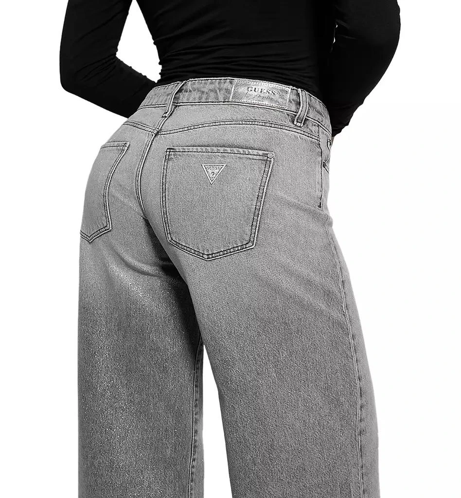 GUESS Women's Mid-Rise Sexy Palazzo Shimmer Wide leg Jeans 2