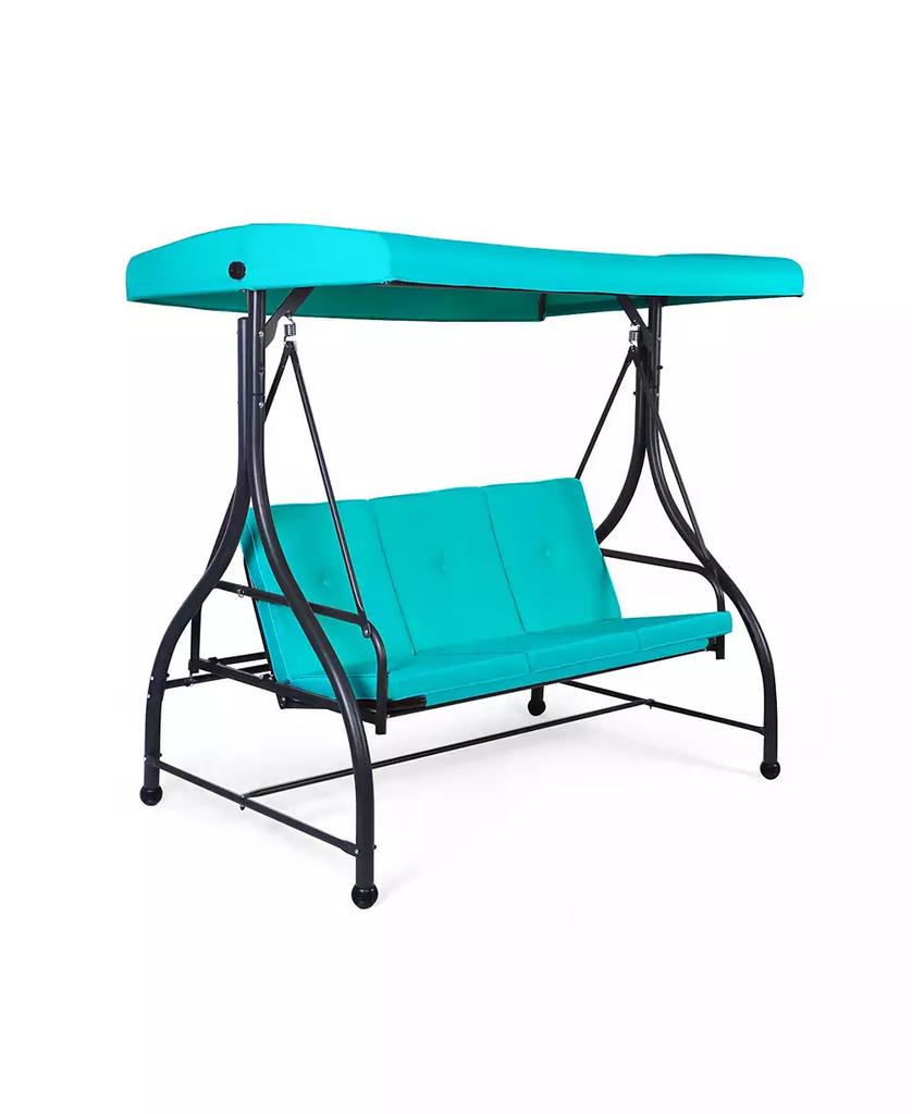 SKONYON 3 Seats Outdoor Swing Hammock with Adjustable Tilt Canopy