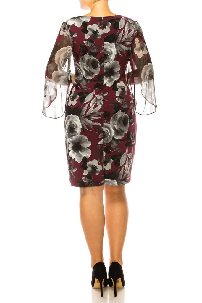 Connected Apparel Floral Split-Sleeve Sheath Dress In Burgundy - Dresses &  Skirts - BeyondStyle