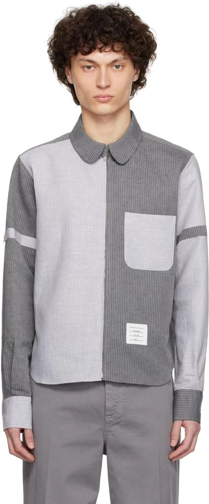 Thom Browne Gray Round Hem RC Zip Up Shirt 1