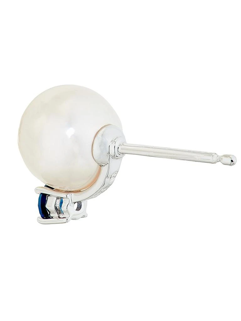 Mikimoto 18K White Gold, Akoya Cultured Pearl & Sapphire Stud Earrings 3