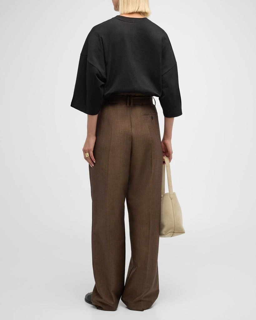 THE ROW Lonan Wool Wide-Leg Pants with Tie Belt 4