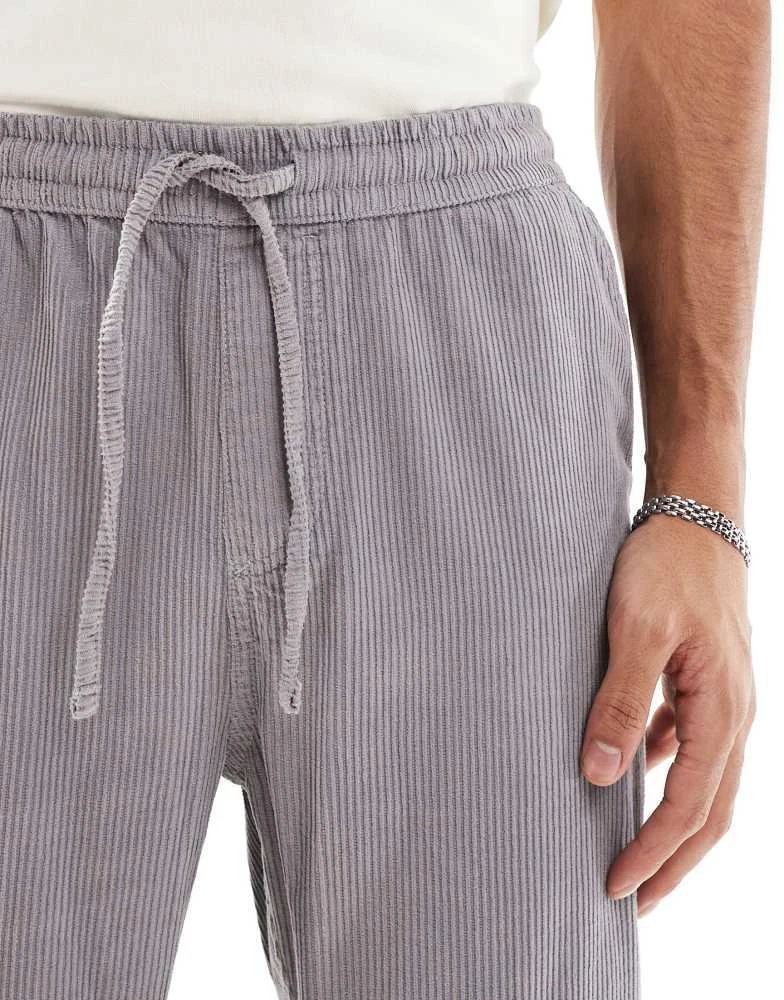 ASOS ASOS DESIGN tapered washed cord joggers in grey 5