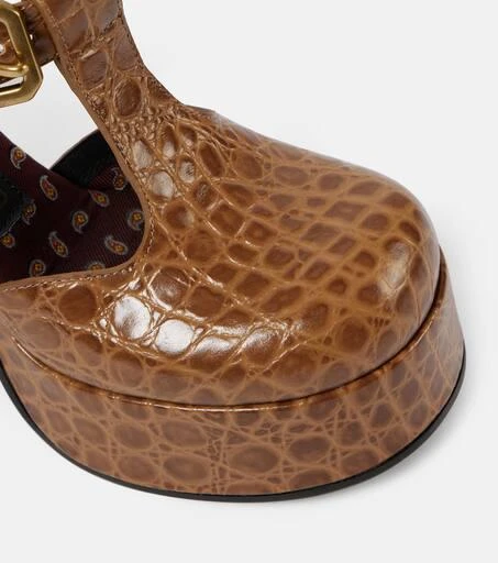 ETRO Croc-effect leather Mary Jane pumps 6