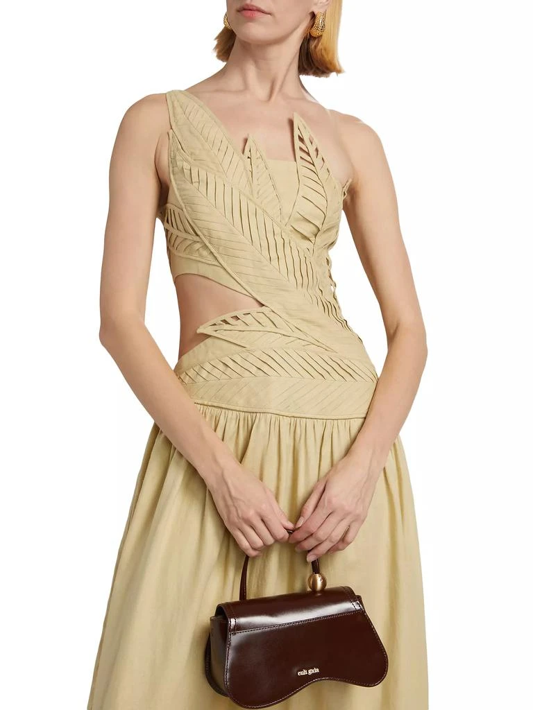 Farm Rio Sand Leaves Cut-Out Midi-Dress 6