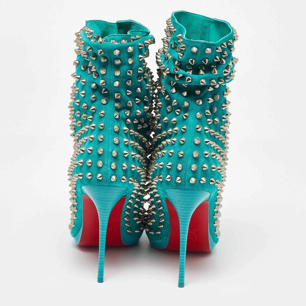 Christian Louboutin Christian Louboutin Aqua Blue Suede Guerilla Spiked Ankle Length Boots Size 36 5