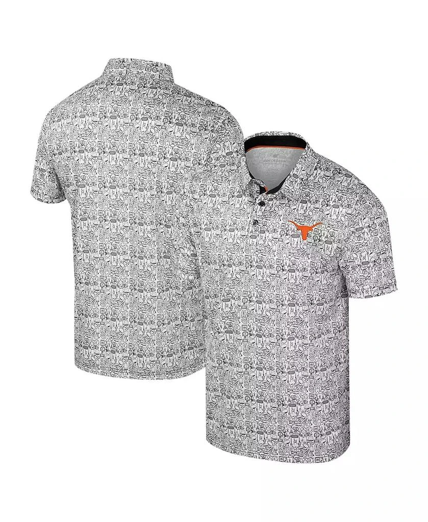 Colosseum Men's Black Texas Longhorns It's Time Allover Print Polo Shirt 1