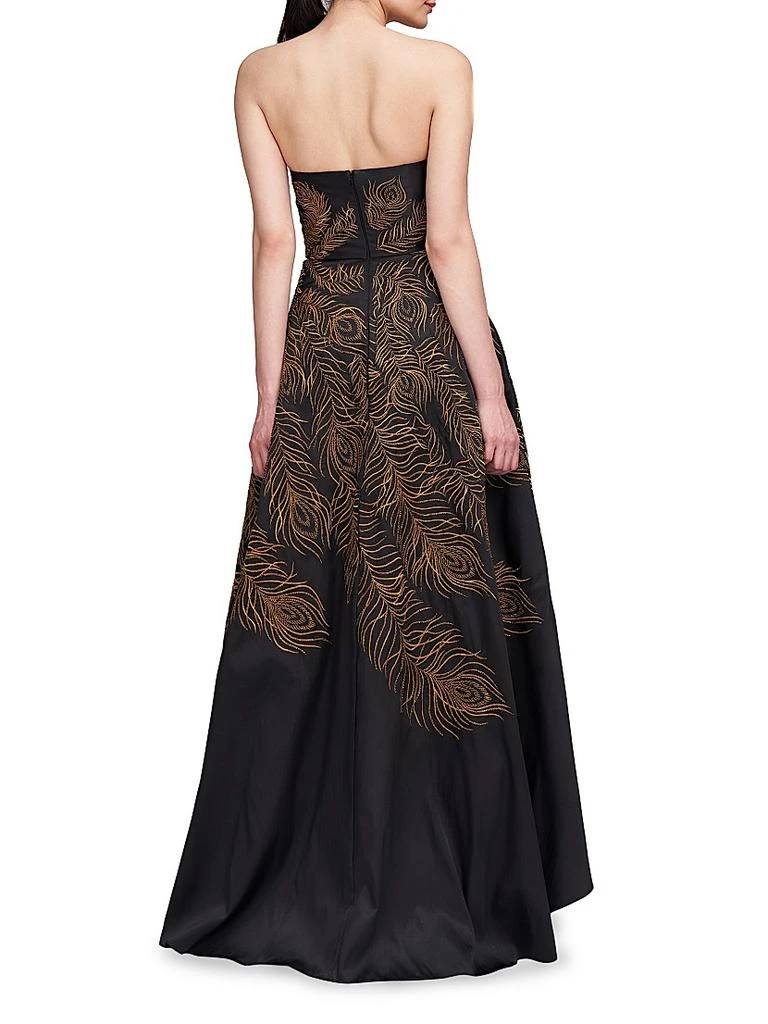 Theia Erica Feather-Embroidered Strapless Gown 5
