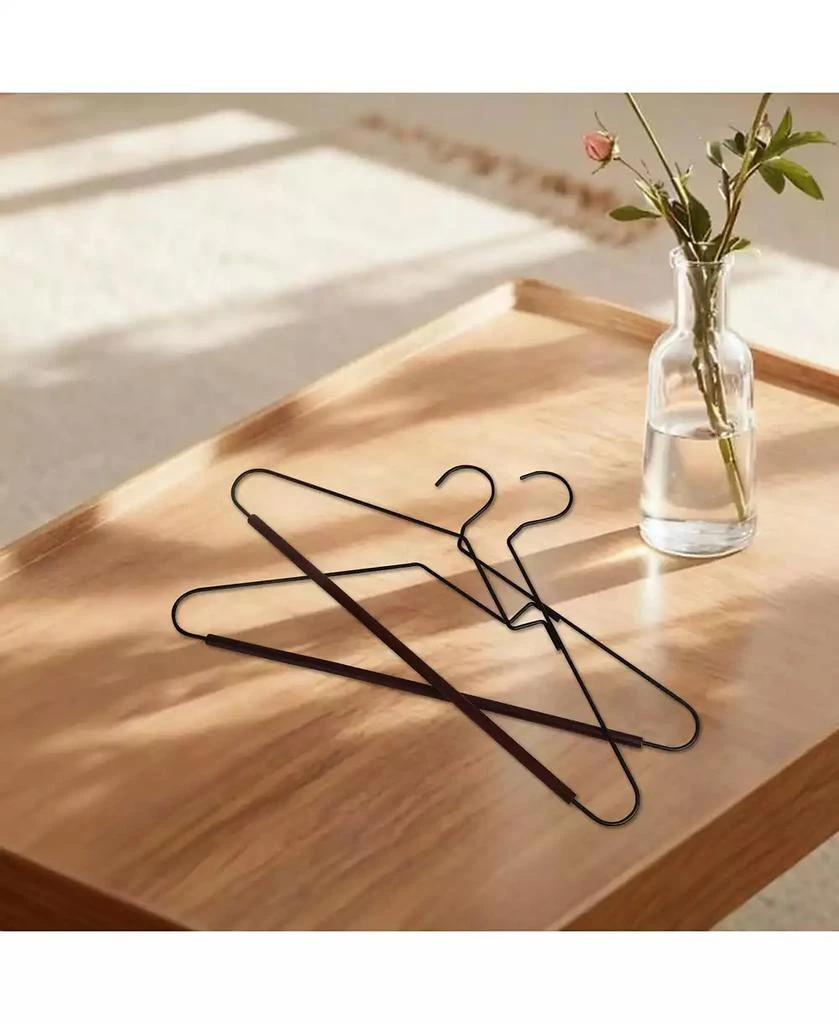 BP4U S-Shaped Opening Metal Hangers with Wooden Pants Bar, Wire Hangers with Beech Wood Trouser Bar for Sweaters, Jackets, Jeans, T-Shirts 6