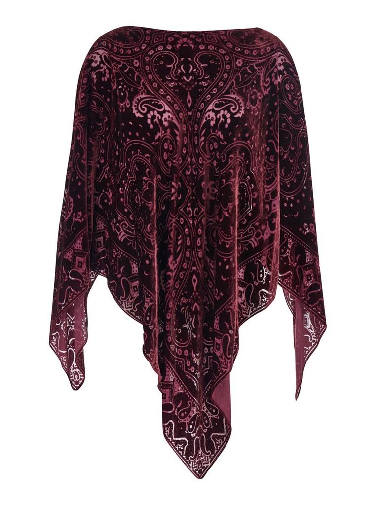 Blue Cape With All-Over Paisley Print In Silk Woman – On