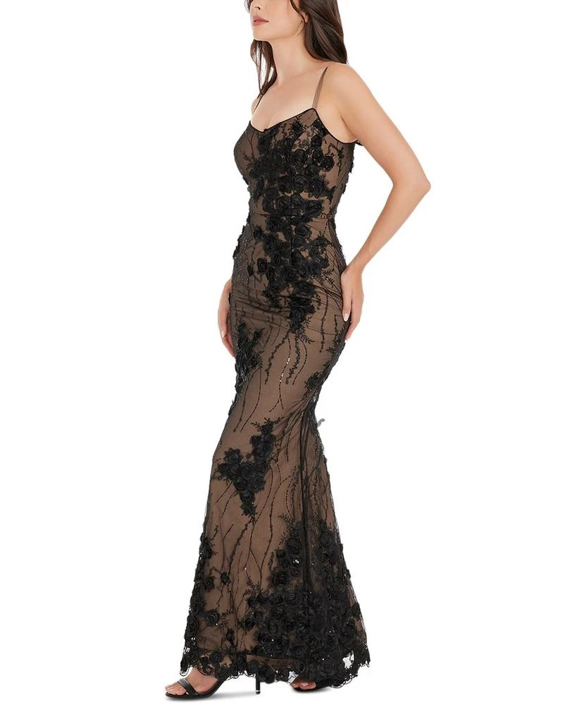 Dress The Population Giovanna Floral Mesh Appliqué Gown 3