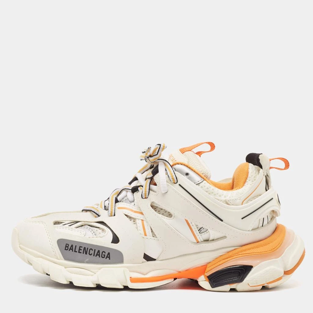 Balenciaga Balenciaga White/Orange Leather and Mesh Track Low Top Sneakers Size 36 1