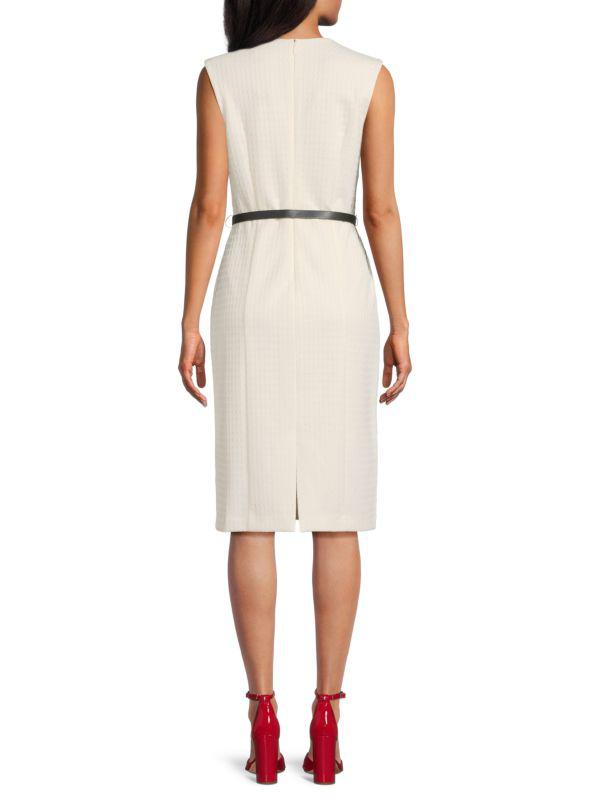 Tommy Hilfiger Textured Belted Sheath Knee Length Dress
