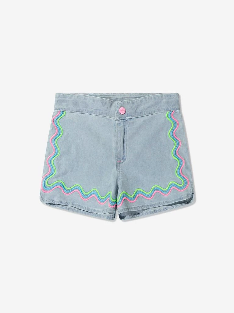 Billieblush Girls Embroidered Denim Shorts in Blue 1