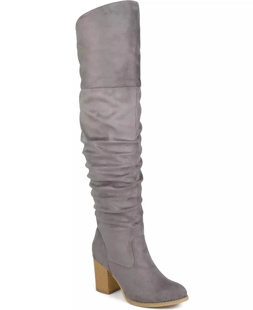 Journee Collection Women's Kaison Extra Wide Calf Stacked Heel Over The Knee Boots 1