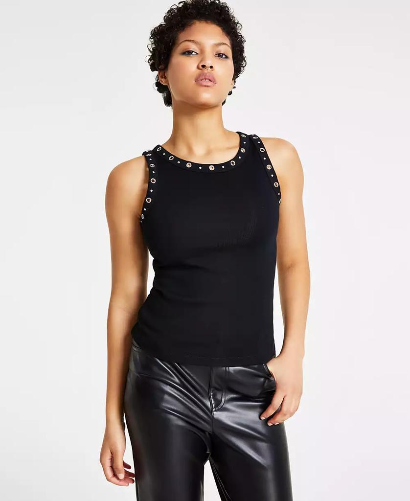 Bar III Women's Ribbed Grommet-Trim Tank Top, Created for Macy's